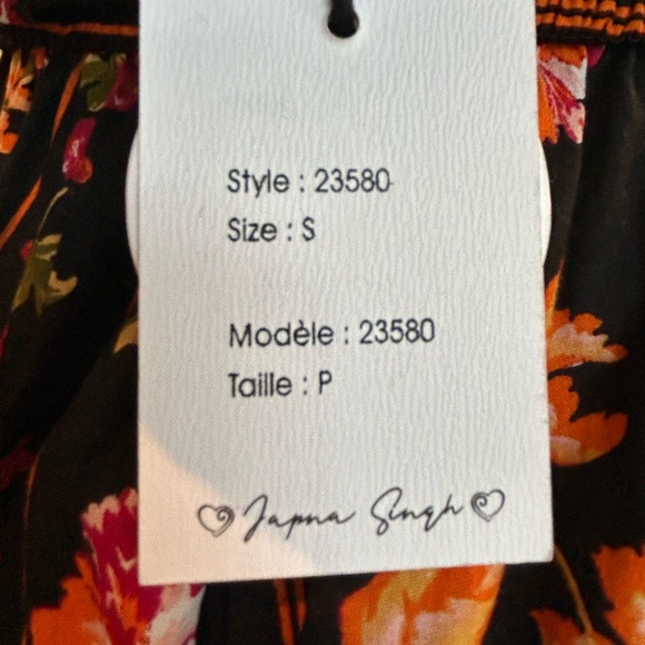 Japna NWT Black Floral Puff Sleeve Midi Dress Size Small Cottagecore Romantic - Picture 5 of 11